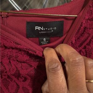 Ronni Nicole Lace Midi Dress in Deep Berry